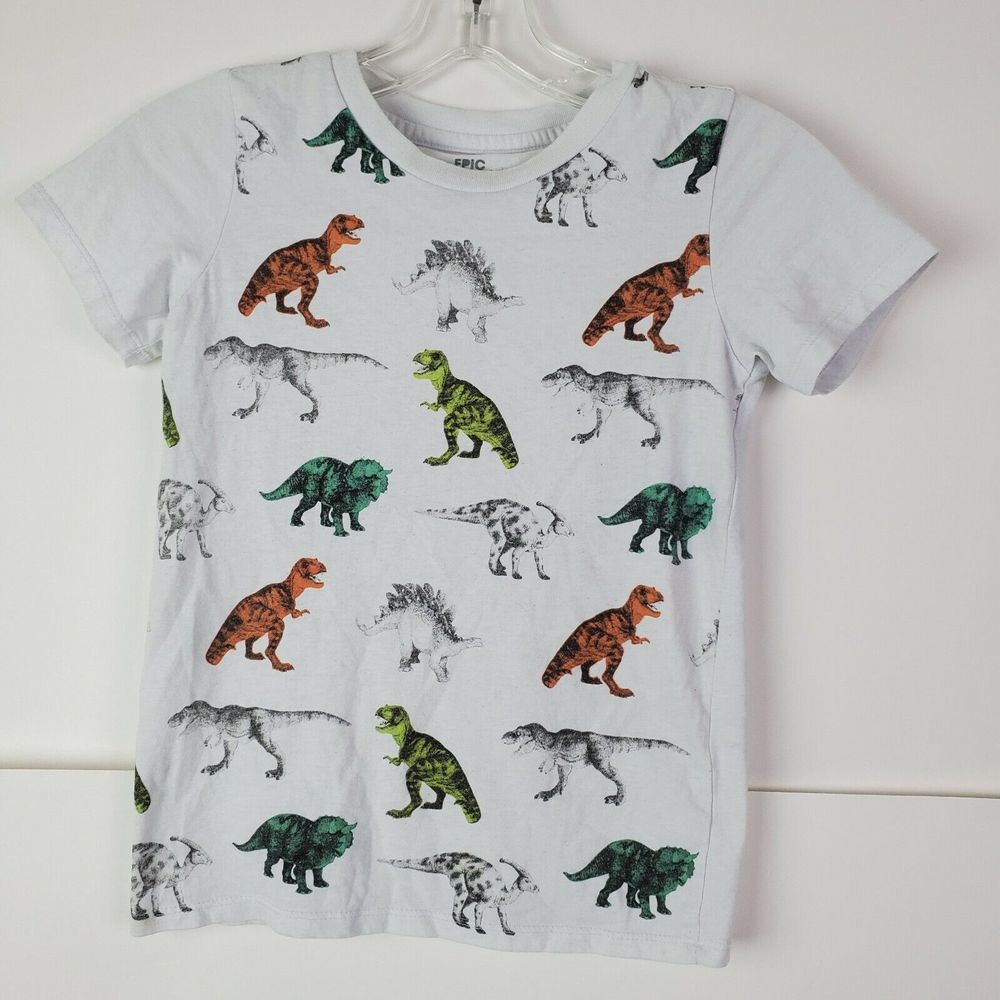 Epic Threads‎ Boys White Dinosaurs T-Shirt Size 7